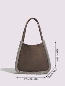 2025 Nuova Borsa a Spalla Morbida e Soffice per Donna, Borsa a Tracolla Semplice e Chic in Pelliccia Sintetica per Uso Quotidiano - Caffè - Visualizzare 5