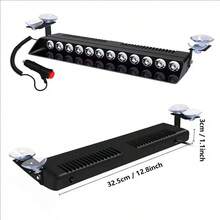 12pcs LED Lights 12V Windshield Dashboard Ceiling Hazard Warning Light Strip With Suction Cup, Suitable For Cars, Trucks, Red & Blue Color