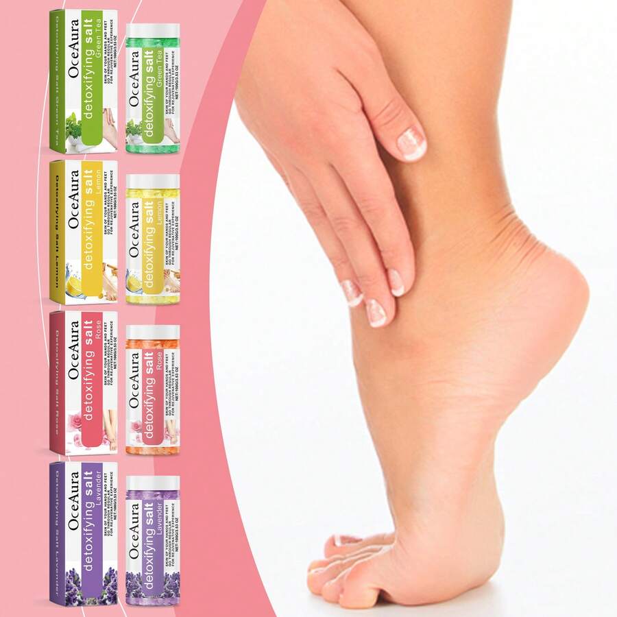 OceAura 柠檬/玫瑰/绿茶/薰衣草足浴盐，温和清洁、滋养、软化、保湿足部护理 - Rose - 查看 1