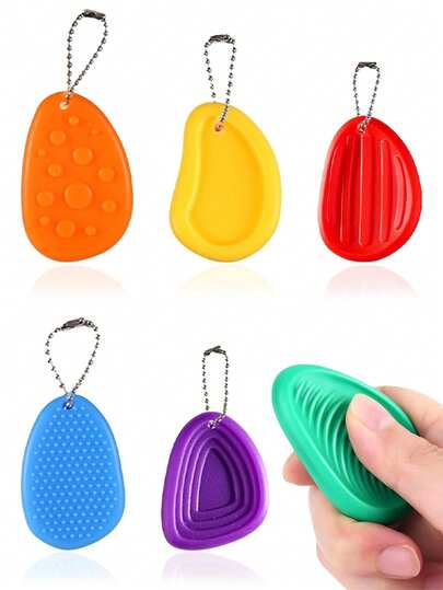 6pcs Silicone Textured Fidget Keychains, Suitable For Adults, Students, Exam Takers, Helps Relieve Anxiety And Stress, Can Be Used As Keychain Accessories, Gifts, Bag Charms, Car Key Chains, Christmas Gifts, Church Souvenirs, Birthday Gifts, Wedding Gifts, Holiday Gifts, Party Favors, Event Memorabilia, Friend Gifts