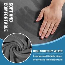 Trugenix-Sofa Cover 2 Piece T Cushion Armchair Slipcovers Velvet Couch Cover Furniture Protector Stretch T Cushion Sofa Covers For 1 Cushion Couch With 1 Individual T Cushion Covers, Deep Teal-GP - Neutral Gray - 查看 3