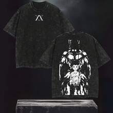Limited Edition Gon Freecss -  Anime Double Printed Oversize Lightweight Acid Washed Tee, Gift For Anime Lover - Black - View 2