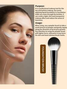 1pc Soft & Fluffy Powder Blush Makeup Brush, Beauty Tool - Black - View 10