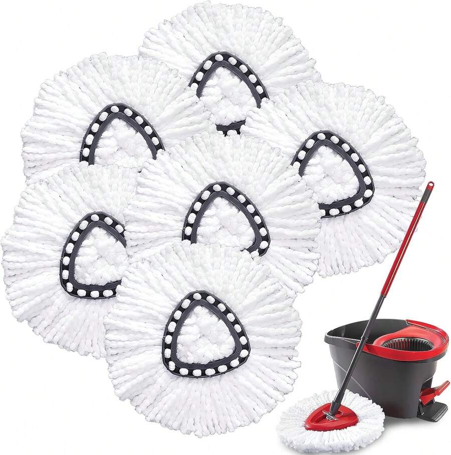 Mop Replacement Heads For O Cedar: Mop Replace Head Easy Wring Spin - Mop Heads Replacements Easy To Clean Install And Replaceable Mop Head Machine Washable (6pack) - 白色 - 查看 1