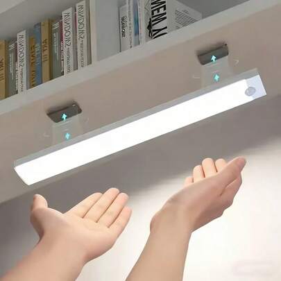 10cm/20cm/30cm/50cm - Single USB Rechargeable Motion Sensor LED Light Strip, Portable Lamp Bar, Warm White/White Light Options, Suitable For Cabinet, Kitchen, Corridor, Outdoor, Wardrobe, Stairs And More - Easy Installation, Auto Human Detection, No Drilling Required, Wardrobe Lighting | Minimalist Lamp | Magnetic LED Light