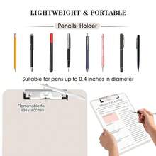 Plastic Clipboard With Pen Holder,Standard A4 Size,Nursing Clip Boards 8.5x11 Heavy Duty,Low Profile Clipboards For Women  Teacher,Schoolsss Office And Home,Light Gray - 淺灰色 - 查看 3