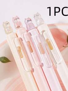 一盒4支装创意猫咪造型0.5mm速干中性笔,速干黑色墨水,轻巧塑料笔身,办公用品黑色中性笔,可爱猫咪珠光闪粉按压式中性笔,书写流畅,适用于办公、日记、猫咪爱好者礼物、创意文具、创意设计办公人员专属 - 彩色 - 查看 12