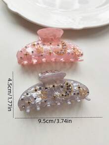 1pc Crescent Moon & Star Rhinestone Claw Clip, Acetate Solid Color Oval Shaped Hair Claw, Minimalist Design Hair Clip For Bun, Ponytail, Shoulder-Length Hair, Elegant & Casual, Suitable For Festivals And Daily Wear Women Hair Accessories - Multicolor - View 11