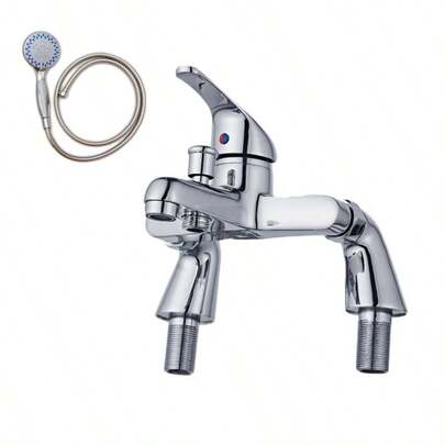 Modern Bath Shower Mixer Tap - Single Lever Chrome Bath Tap With 1.5M Hose & Shower Head, Solid Brass Bath Filler Tap For Bathtub, 180mm Centers, G1/2" Outlet (Chrome Finish)