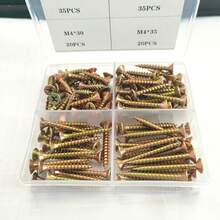 110pcs M4 Flat Head Wood Screw Set - Self-Tapping Wood Screws, Zinc Plated Finish, Full Thread Metal Self-Drilling Screws, Suitable For Furniture, Cabinets, Repairs And DIY - Multicolor - View 3