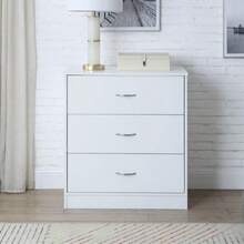 3-Drawer Dresser, White Wood Chest Of Drawers For Bedroom Or Closet - 白色 - 查看 1