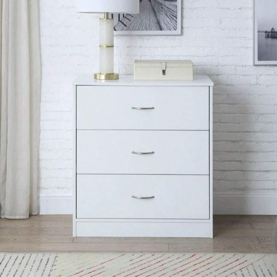 3-Drawer Dresser, White Wood Chest Of Drawers For Bedroom Or Closet - 白色 - 查看 1