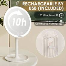 Auxmir Makeup Mirror With Light Cosmetic Mirror With 10X Magnification 90° Rotation Illuminated LED Table Mirror 3 Light Colors And Dimmable Brightness Rechargeable Vanity Mirror On Stand - As Pic - View 4