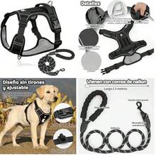 MESVIER Arns para Perro Mediano Grande Pequeo con Correa 1.5m, Pechera para Perro Ajustable Reflectante Transpirable, Arneses para Perro Sin Tirones para Caminar Viajar Entrenar Perros Accesorios - m+negro1 2 - Ver 9