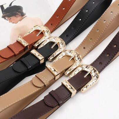 Minimalist Women's Alloy Buckle Belt, Versatile Dress & Jeans Decorative Strap, Suitable For Valentine's Day