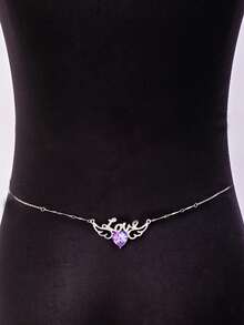 1件性感迷人天使翅膀心形水晶吊坠银色腰带，波西米亚风银色腰链，魅力时尚派对身体链，夏季海滩旅行银色水晶比基尼链，适合派对佩戴，送给朋友和同学的礼物 - 款式3 - 查看 2