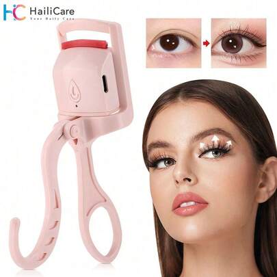 Hailicare 电热睫毛夹，30秒快速加热，防烫硅胶垫，5分钟自动断电，C型便携式睫毛造型器，持久卷翘