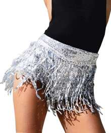 Women's Sequins Tassel Skirts Shorts Booty Dance Festival Bottoms - Silver - View 8