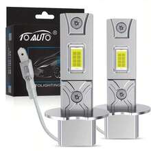 TOAUTO 2个H1 H3 LED大灯灯泡，即插即用，无线CAN总线，50W 15000LM LED迷你汽车LED灯，CSP雾灯，6000K白光，12V - A - 查看 10