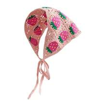 Crochet Bandana Head Kerchief Knitted Hair Scarf Boho Vintage Headbands Triangle Hair Tie Handmade Floral Hair Headwrap - 樣式16 - 查看 1