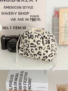 Stylish Drawstring Cosmetics Bag Leopard Print Makeup Bag Large Capacity Cosmetics Pouch Corduroy Make Up Bag Minimalist Grid Pattern Makeup Drawstring Pouch Women's Travel Cosmetics Bag Travel Toiletry Bag Fashionable Toiletries Bag Cosmetic Bag Makeup Pouch Wash Bag Makeup Storage Durable Mothers Day Gift Holiday Essentials Mother Gifts - Multicolor - View 16