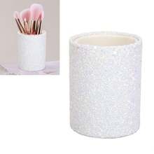 Porte-pinceaux de maquillage grande capacité, couleur blanche, organisateur cosmétique en plastique anti-poussière pour le rangement sur la coiffeuse. - Blanc - Voir 5