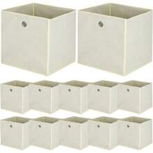 Set of 10 Storage Boxes Folding Fabric Folding Boxes with Finger Hole 32 x 32 x 32cm for Kallax Shelves or Room Divider - Hellgelb - Übersicht 6