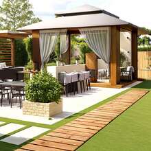 Paseo de jardín de madera de 8FT Roll Out Paseo recto Paseo para patio de jardín - Como se muestra - Ver 8