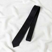 1pc Ladies' Polyester Narrow Necktie, Handmade, Suitable For Daily Shirt Decoration And As A Gift - 黑色 - 查看 3