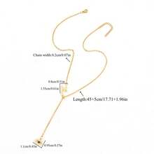 1pc New Classic Initial Eye Pendant Golden Stainless Steel Chain Necklaces For Women - Yellow Gold - View 2