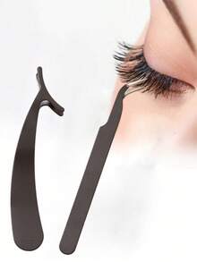 2pcs/Set False Eyelash Transplant Tweezers For Grafting, Black Straight Pointed Single Cluster False Eyelash Extension Tweezers, Stainless Steel Eyelash Clip, False Eye Black, Eyelash Clip, Eyebrow Tweezers, Makeup, Cheap, Room Decoration, Dresser, Travel, Bedroom, Makeup Accessories, Tweezers, Cheap Makeup, Makeup Tools, Cheap Things, Gifts, Female Gifts, Christmas Gifts - Black - View 2