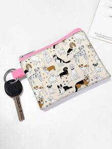 5.5" X 4.1" Dinosaur Coin Purse, Donut Zipper Wallet Pouch, Cute Dog Print, Oxford Cloth Durable Clutch, Easy To Clean Key Bag, Children's Gift, Perfect Birthday Gift