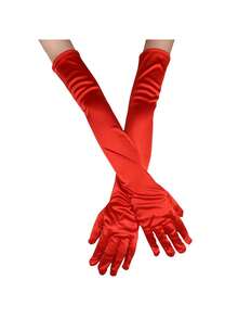 1 Pair Extended Satin Elastic Gloves, Retro Party Women's Fashion Long Gloves, Cosplay Party Wedding Gloves