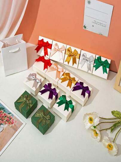 Elegant Bow Gift Box Set (Including Gift Bag) - Contains Brooch Box, Earrings, Necklace, Bracelet - Suitable For Jewelry Packaging For Anniversaries, Weddings, Graduations, Birthdays And Other Occasions , Makeup Room Decor,Travel Essential