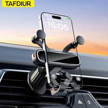 TAFDIUR Gravity Car Phone Holder, Air Vent Phone Mount, Does Not Block Air Vent, Compatible With Apple And Android Phones, Black Glossy Finish - Gravity Locking Bracket - Mirror - View 1