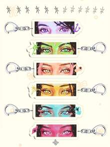 1个亚克力卡通钥匙扣，KATSEYE，KPOP风格，韩国流行女团，Manon Sophia Daniela Lara Megan Yoonchae，包包挂饰，粉丝礼物。非常适合送给男朋友、女朋友、家人、老师，派对礼物，以及EYEKONS主题手机装饰。 - 彩色 - 查看 9