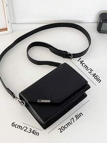 Solid Color Mini Multifunctional Flap Shoulder Bag, Fashionable Adjustable Strap, Unisex Shoulder Bag, Handbag, Suitable For Daily Outings, Women's Shoulder Bag, Suitable For Leisure Travel, Vacation, Work, Commuting And Other Occasions., Tote Bags For University - Black - View 2