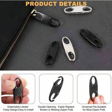 10 Pcs Clips de Mosquetn, Mosqueton Llavero, Mosquetn Doble, Hebilla de Cremallera de Repuesto Antirrobo, Mosquetn, S Llavero de Resorte Doble, para Viajes de Camping, Mochilas - Negro - Ver 4