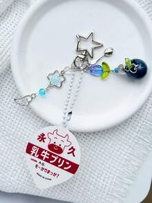1個平成復古日式布丁鑰匙圈，彩色珠子草莓鬱金香Y2K吊飾，串珠包包掛飾，粉色黃色 - 均碼 - 查看 5