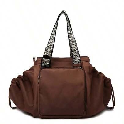 1 st. trendig multifunktionell bärbar mammaväska. Bilbärväska för spädbarn. Snygg arbetsväska för damer. Retrohandväska. Dragskoväska. Axelväska. Stor shoppingväska. Studentryggsäck. Enkel enfärgad ryggsäck. Lätt, bärbar tygväska med handtag. Weekendväska för företag. Obs: Axelremmens färg är slumpmässig.