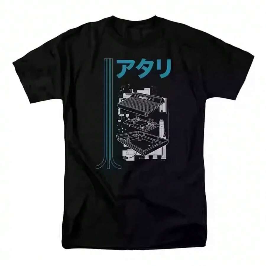 Camisetas para hombres y mujeres 2025  2600 Camiseta de coleccionista Y2K Vintage Arcade Camisetas de algodón unisex de ajuste suelto retro para juegos - Negro - Ver 1