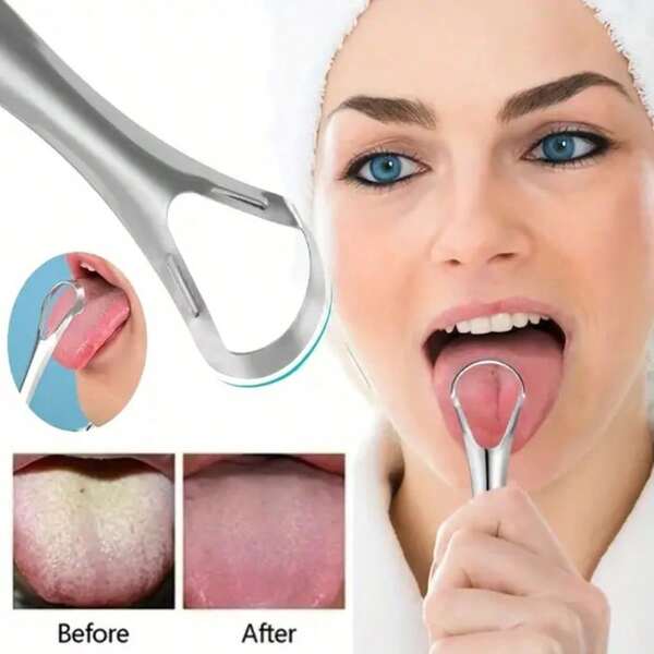 1pc Tongue Scraper, Surgical Stainless Steel Tongue Cleaner For Both Adults And, Professional Reduce Bad Breath Metal Tongue Scrapers, Help Your Oral Hygiene