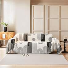 Boho Couch Cover Washable, Chenille Sofa Covers Pet Friendly, Non Slip Geometric Couch Covers 3 Cushion, Furniture Protector Sofa Slipcovers With Tassel Sectional Sofa(71 X 102/ 71 X 150, Khaki, Black, Gray))