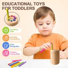 1-3 Years Old Montessori Wooden Color Sorting Learning Toys, Toddler Hands-On Sensory Development Matching Game - Brown - View 3
