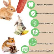 Juguetes para Morder Conejo, Juguetes para Masticar Hámster, 7 Piezas, Naturales y Seguros, Conejos Accesorios, Adecuado para Conejos, Ratas, Chinchillas, Hámster, Jerbo (9),39000925 - Verde Oscuro - Ver 6