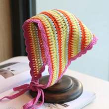 Crochet Bandana Head Kerchief Knitted Hair Scarf Boho Vintage Headbands Triangle Hair Tie Handmade Floral Hair Headwrap - 風格5 - 查看 4