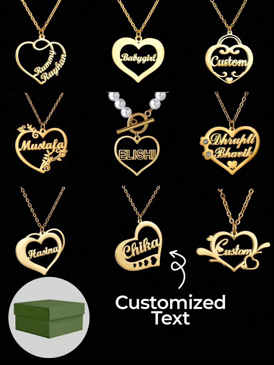 [Valentine's Day Series] Personalized Customized Love Nameplate, Personalized Customized Jewelry, Exclusive Customized Name, Stainless Steel Customized Jewelry, Exquisite Gift Box, Valentine's Day Gift - Double Chain - View 1