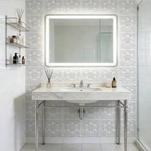 20pcs Self-Adhesive Wall Tiles - 8 Inch X 8 Inch, Shallow Embossed Design, 3D Visual Effect - Glossy Blue With Silver Tin Texture, Suitable For Kitchen, Fireplace, Cabinet, Bar Backsplash