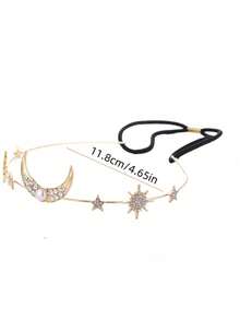 1pc Faux Pearl Moon & Star Boho Style Headband - Shiny & Elegant - Suitable For Parties, Festivals, Weddings And Other Occasions - Multicolor - View 3