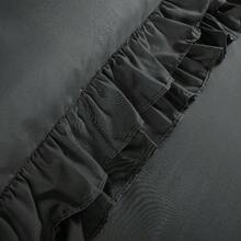 Stylish 3pcs Frilled Duvet Cover Set | 3pcss Ruffle Bedding Set With 2 Pillowcase Frills Duvet Cover With Button Closure Soft Microfiber Duvet Cover Set - Black - View 11